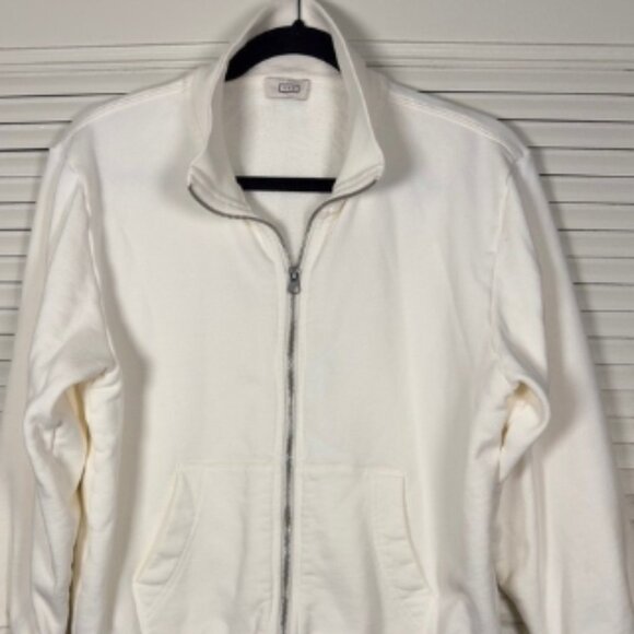AYR The Zip It Cotton French Terry Double Zip Cream Sweatshirt Size L - Picture 1 of 7